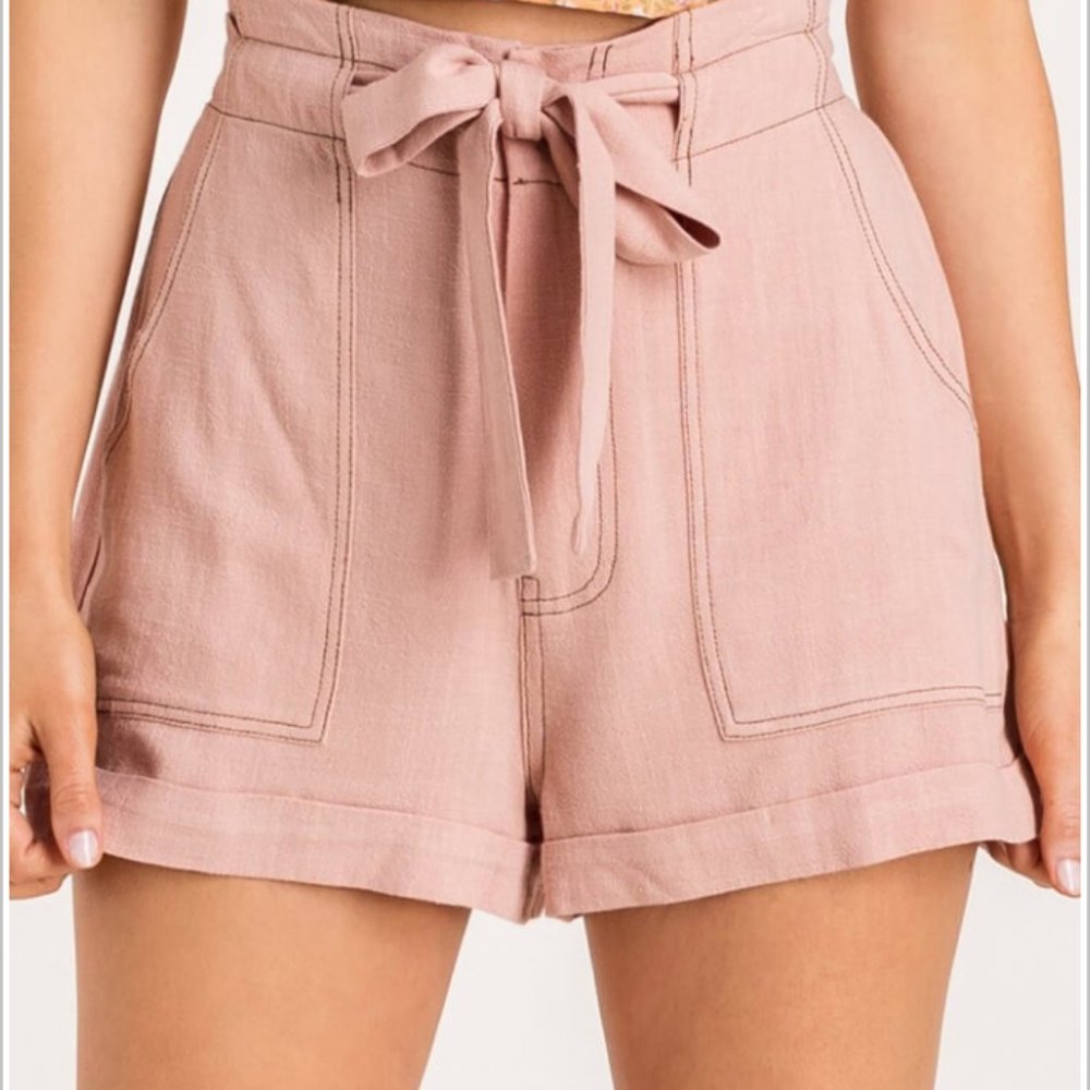 NWT Lush Linen Paperbag Shorts (Blush)